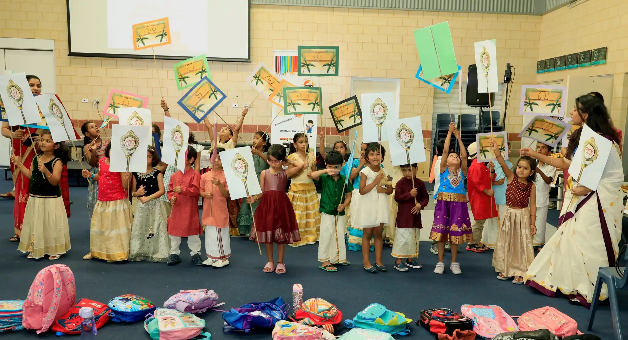 Students learning Malayalam